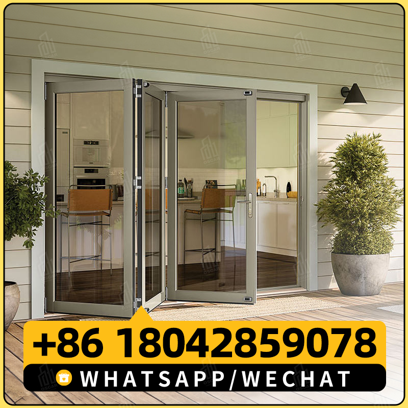 Porta deslizante dobrável em PVC de camada dupla de 6 mm