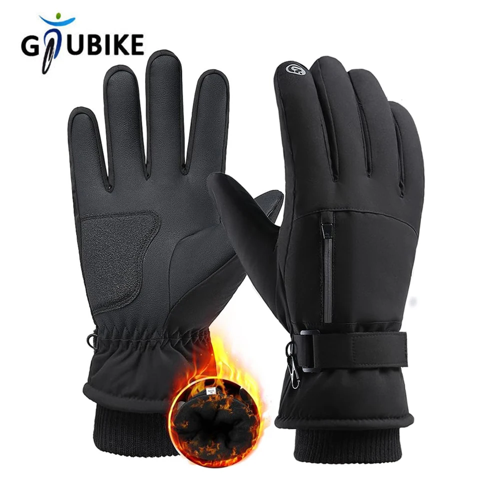 GTUBIKE Luvas de ciclismo de inverno impermeáveis para homens e mulheres Luvas térmicas de esqui com tela sensível ao toque para corrida Luvas esportivas ao ar livre