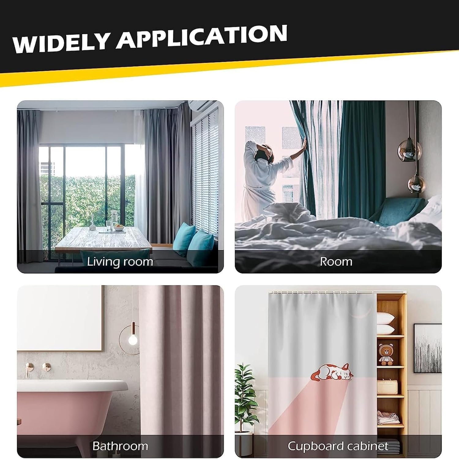 y resistente, montaje en techo o pared para separadores de habitaciones y cortinas