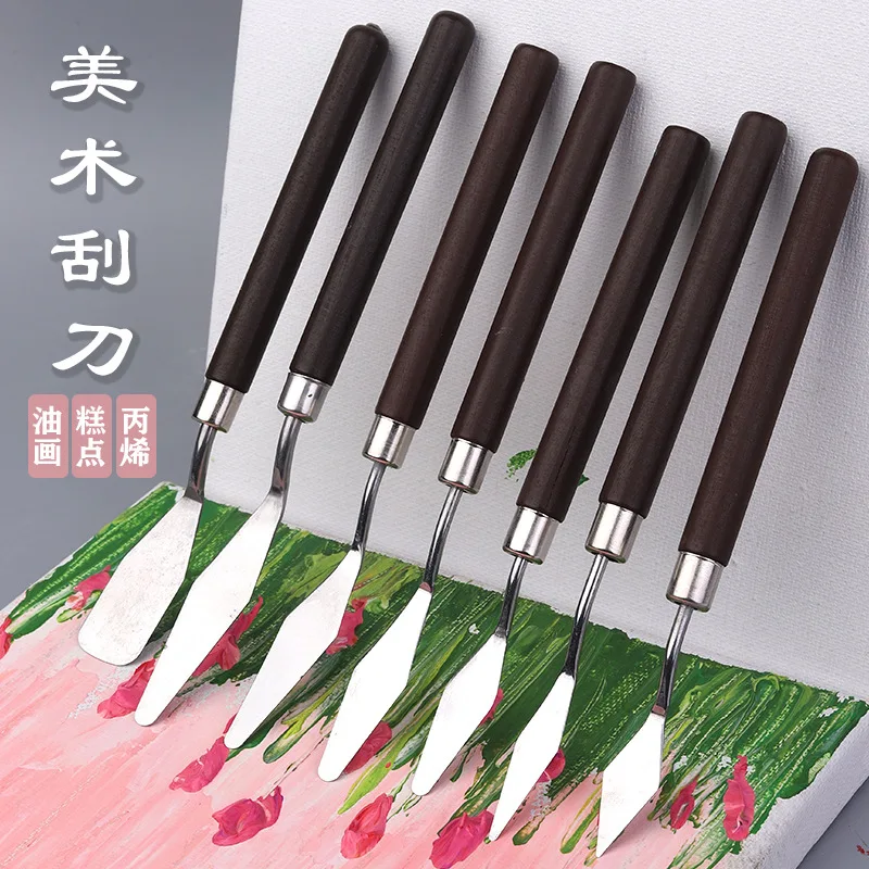 7 stuks 1-3 sets roestvrij staal olieverfschilderij mes kunstenaar spatel kunstgereedschap briefpapier cake bakbenodigdheden schilderij tekening schattig
