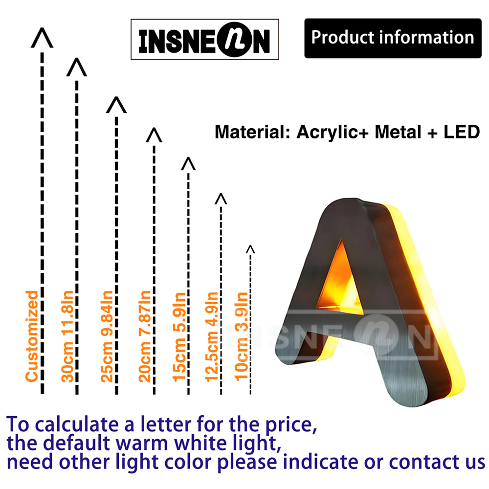 Letrero con luz LED personalizado, letras de Metal 3D para escaparate de negocios al aire libre, señalización retroiluminada iluminada impermeable