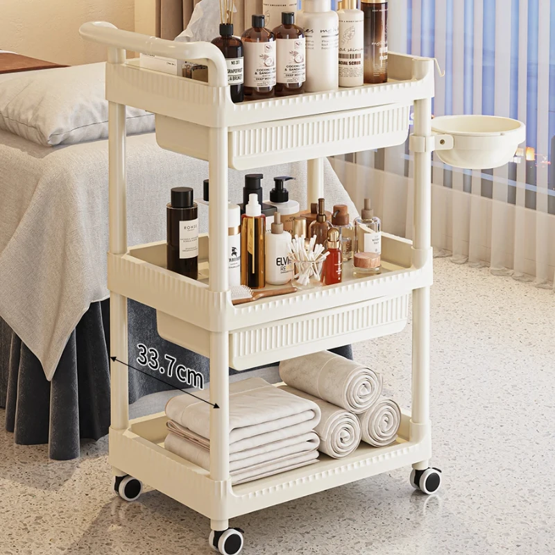 Carrello per salone di bellezza con rotelle Carrello portaoggetti per attrezzi da barbiere Mobili per salone multiuso rimovibili per estetista
