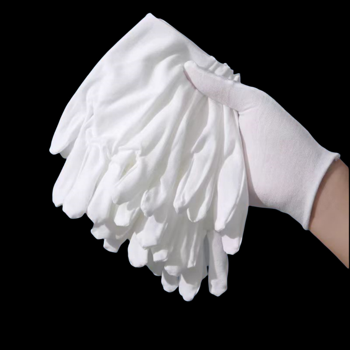 1 par novo dedo cheio das mulheres dos homens etiqueta luvas de algodão branco caminhantes/conductores/jóias/trabalhadores luvas de absorção de suor