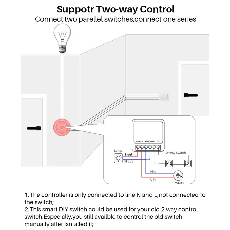16A Wifi Switch Smart 2-Way DIY Switches Circuit Breaker Timer Support Alexa Маруся Google Home Alice SmartThings Smart Home