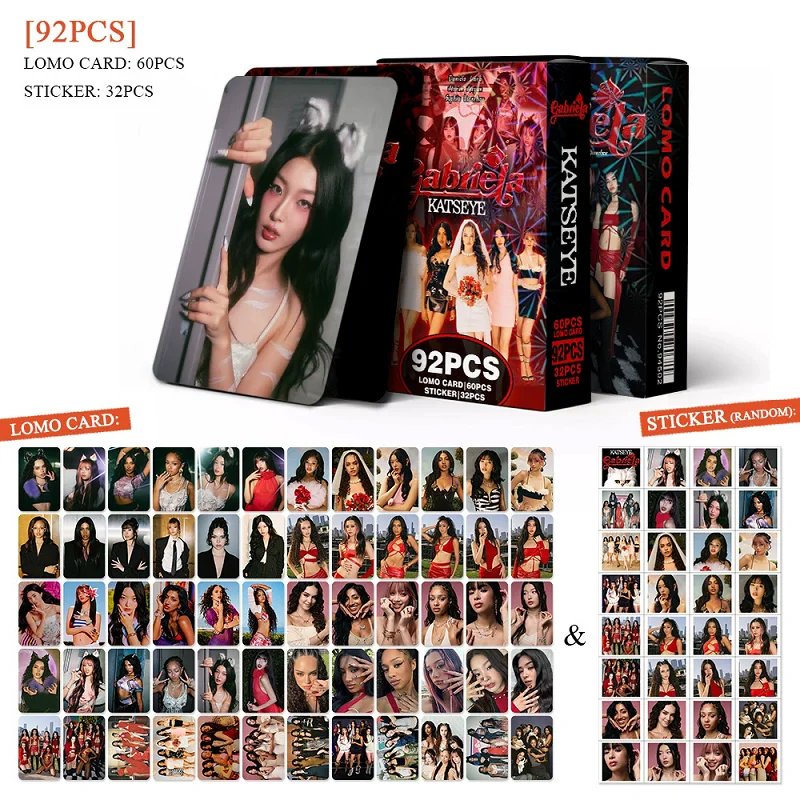 92PCS KATSEYE BEAUTIFUL CHAOS Album LOMO Cards Set - Manon Daniela Lara Holographic Photocard with Stickers