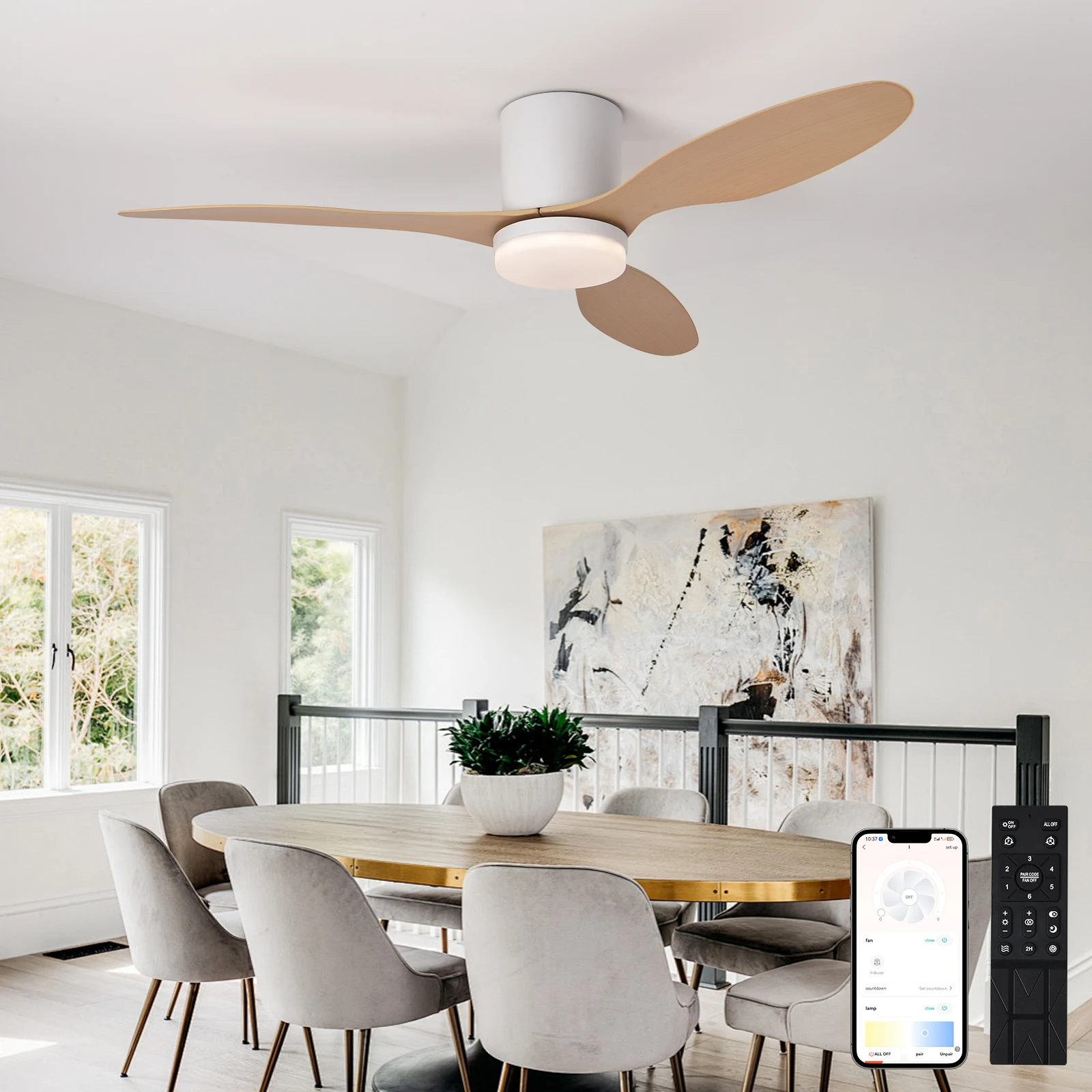 Ventilatori da soffitto moderni con motore CC a pavimento basso bianco nero con telecomando Ventilatore da soffitto semplice per la casa
