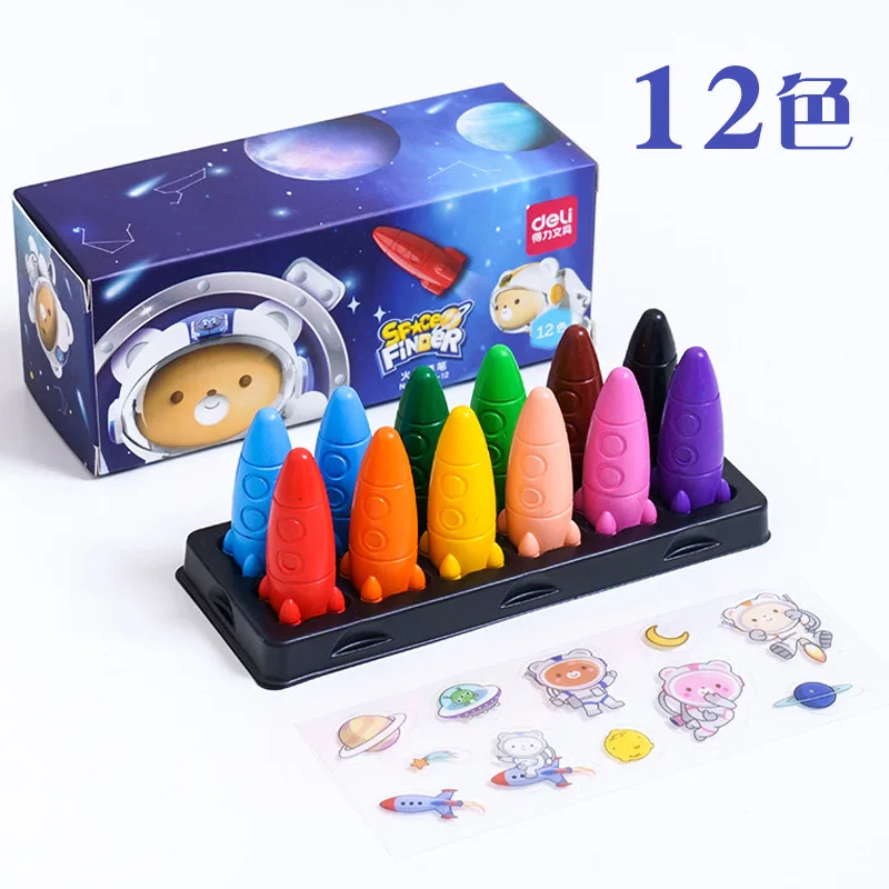 12 Màu Bộ Tàu Không Gian Tên Lửa Hình Không Độc Hại Sáp Crayon Graffiti Bút Trẻ Em Sinh Viên Tranh Nghệ Thuật Vẽ Tiếp Liệu văn Phòng Phẩm