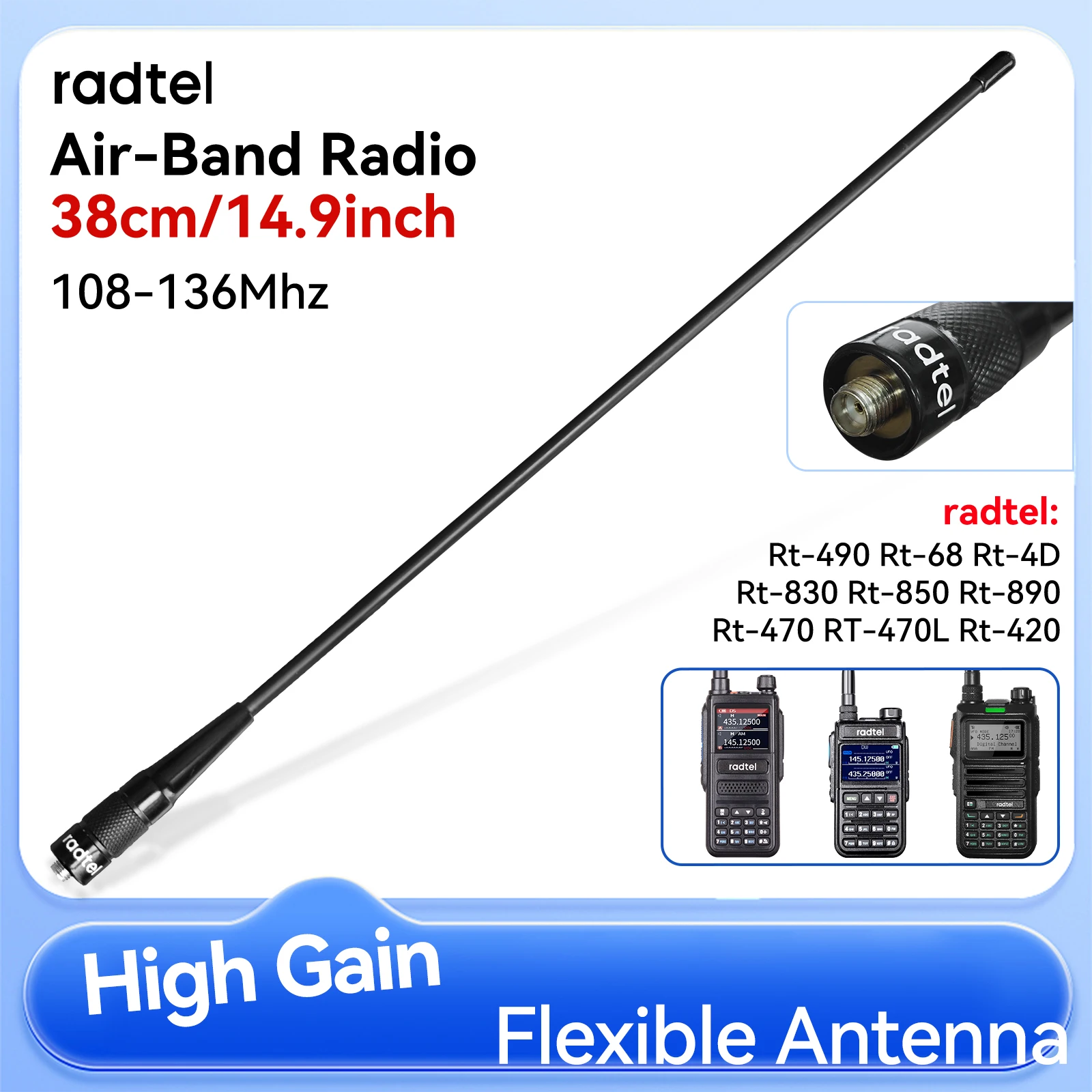 Antena lasek Air Aviation Band Flex 108-136Mhz do Radtel RT-880 Rt-4D Rt-470 Rt-900 Rt-860 Rt-890 Rt-470X Rt-920 i innych