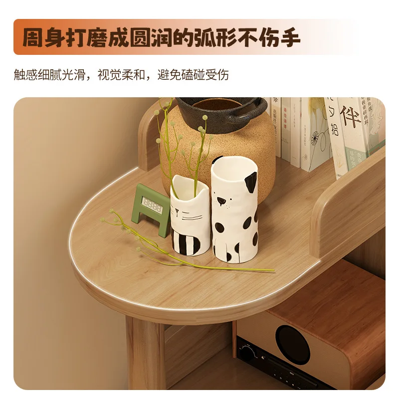 Wooden Corner Storage Bedside Table Simple Modern Multi-Layer Side Table Nightstand Cabinet Standing Bookcases Home Living Room
