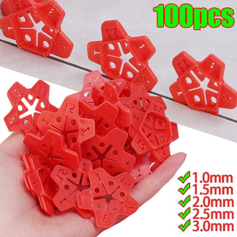 50/100 Stück professionelle Fliesenaufstandshalter-Clips, 5-in-1-Keil-Keramik-Nivelliersystem für Boden, Wand, Fliesen, Lücke, Heimbau-Werkzeuge