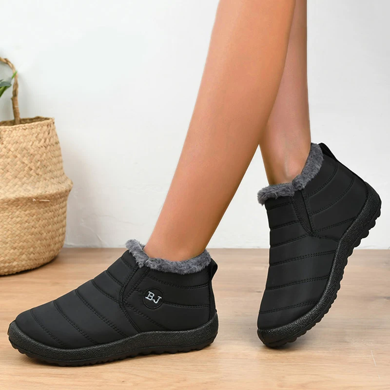 Botas de Mujer, zapatos planos de nieve, Botas de talla grande para Mujer, botines suaves, zapatos de felpa de invierno para Mujer, Botas de plataforma para Mujer, zapato de invierno