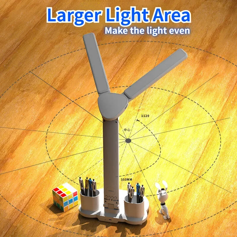Lâmpada de mesa led de duas cabeças usb carregável regulável lâmpada de mesa com calendário relógio dobrável proteção para os olhos leitura luz noturna