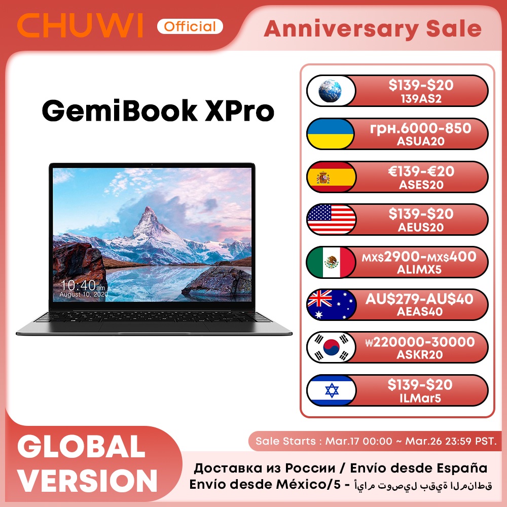 CHUWI GemiBook XPro UHD 스크린, 인텔 N100 노트북, 8GB RAM, 256GB SSD, 냉각 팬 프로세서, 윈도우 11 노트북, 14.1 인치