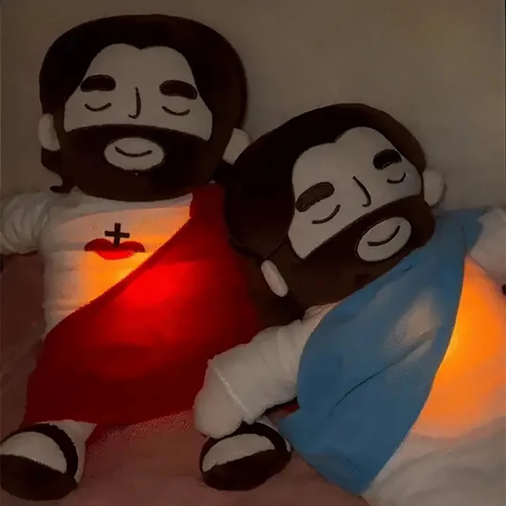 Jesus brinquedo de pelúcia bebê calmante respiração jesus boneca ajuste de quatro engrenagens crianças música sono companheiro brinquedo de natal presentes