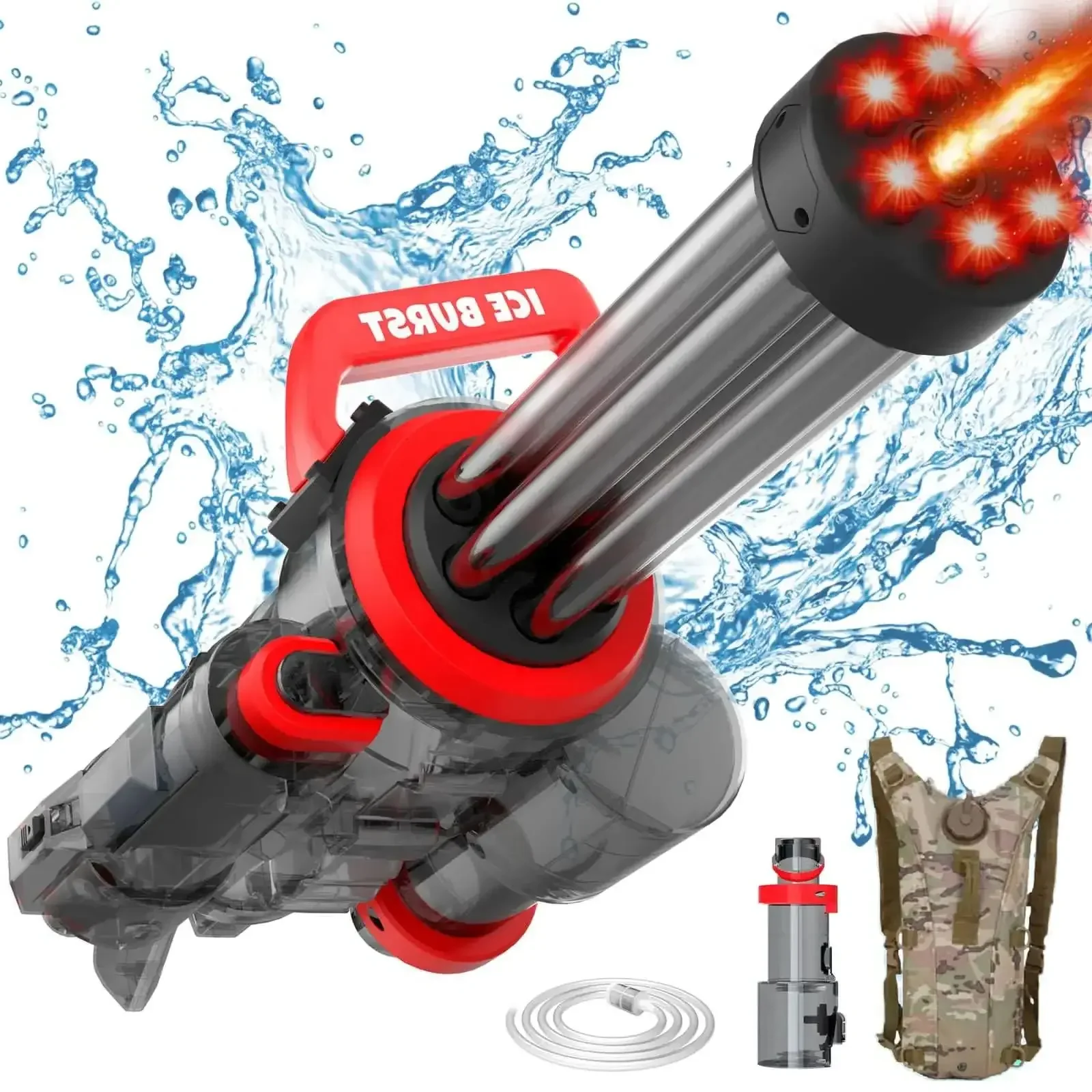 2024 Strongest Gatling Electric Water Gun Toy With Light Shooting Water Gun Summer Beach Pool Toys for Boy Adult Children Gifts