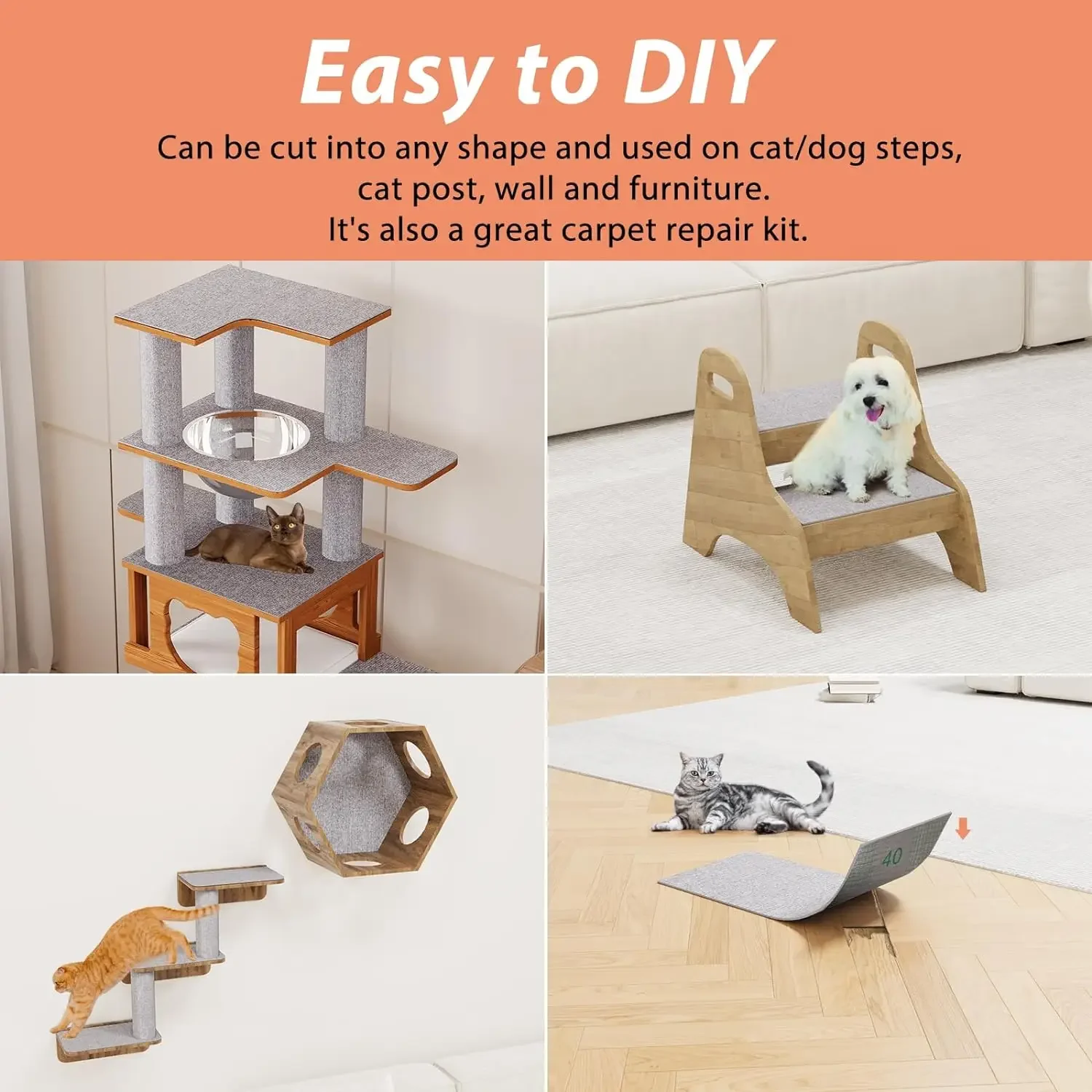 Protector de arañazos para gatos con autoadhesivo, alfombrilla de corte de forma libre, protección contra arañazos para gatos, muebles de entrenamiento para mascotas, Protector de sofá
