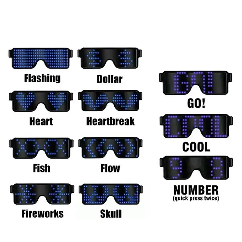 Gafas luminosas LED sin Control por aplicación, gafas de sol luminosas para fiesta, gafas de neón con carga USB, luz intermitente, utilería para fiesta y Carnaval