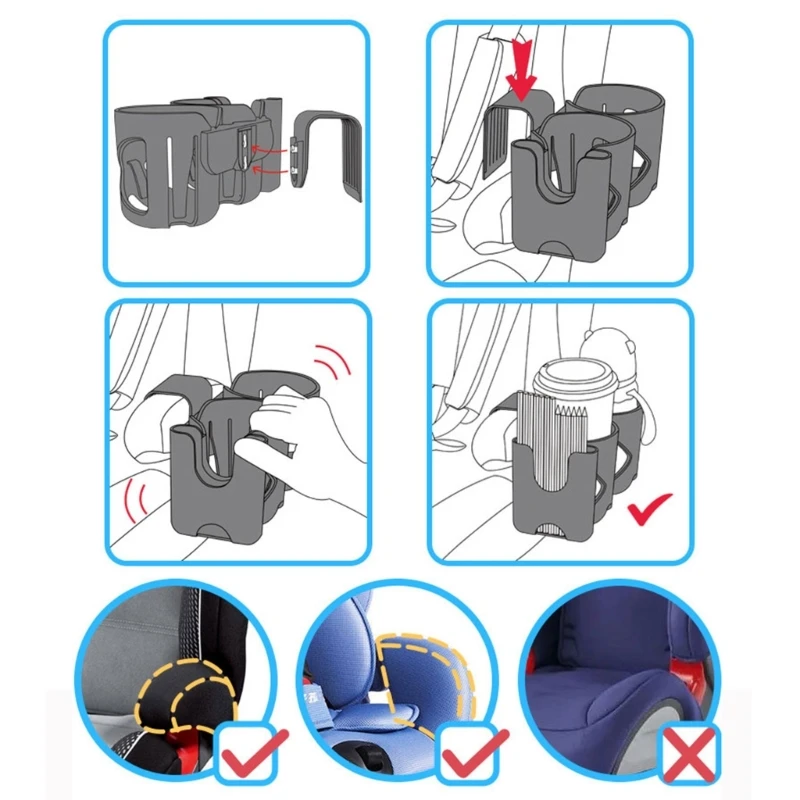 Portavasos multifuncional ABS para asientos coche, portavasos repuesto, estante ABS para asientos coche bebé, que