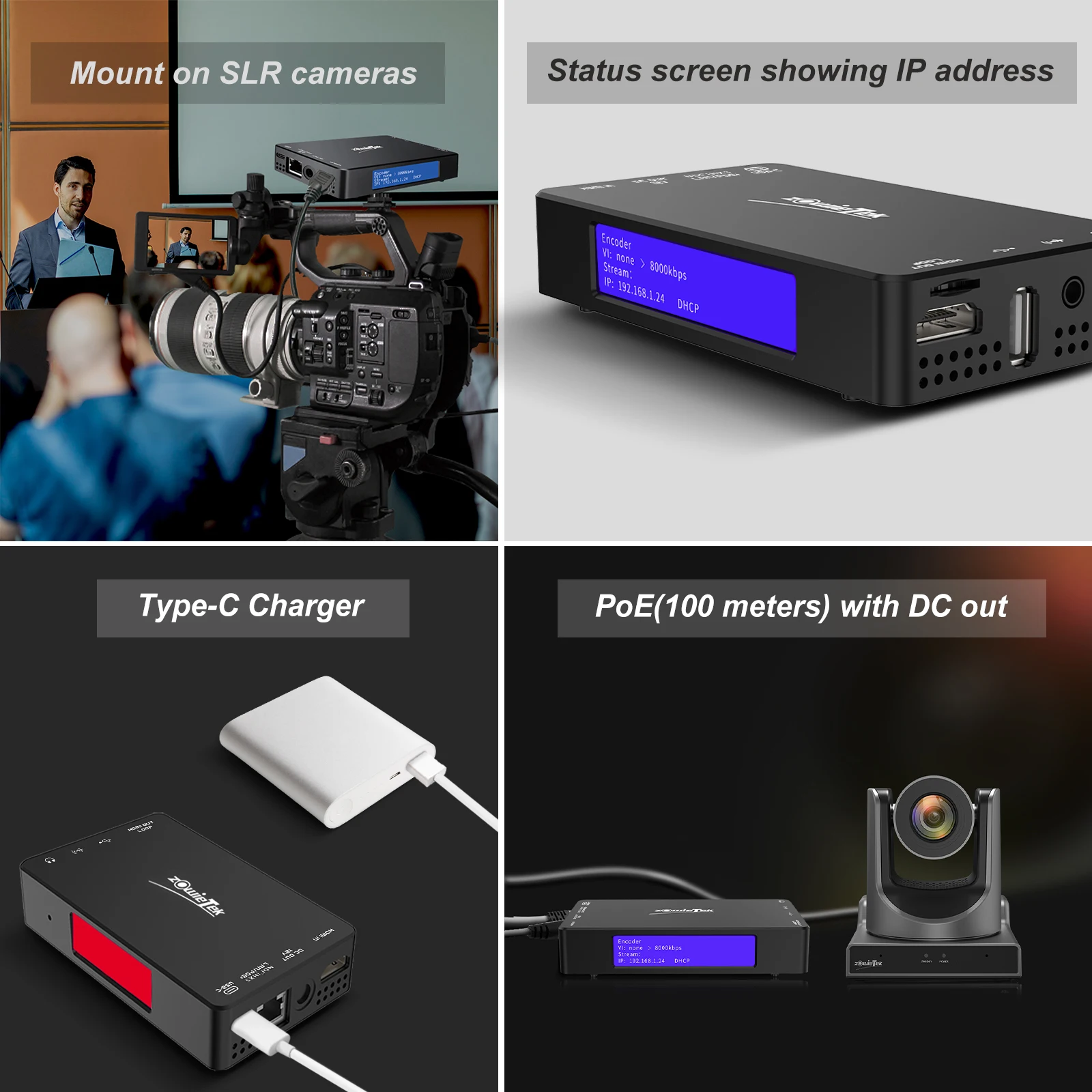 Кодер/декодер видео Zowietek 4K HDMI для прямой трансляции, вход/выход UVC, NDI | Конвертер/плеер HX3, захват видео, SRT/RTMP(S)/RTSP