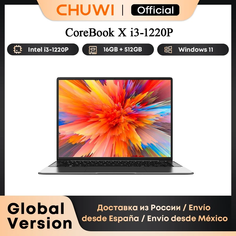 Ноутбук CHUWI CoreBook X i3-1220P, 10 ядер, 14-дюймовый FHD IPS-экран, 16 ГБ ОЗУ, 512 ГБ SSD, WIFI, 6 Windows 11, игровой ноутбук