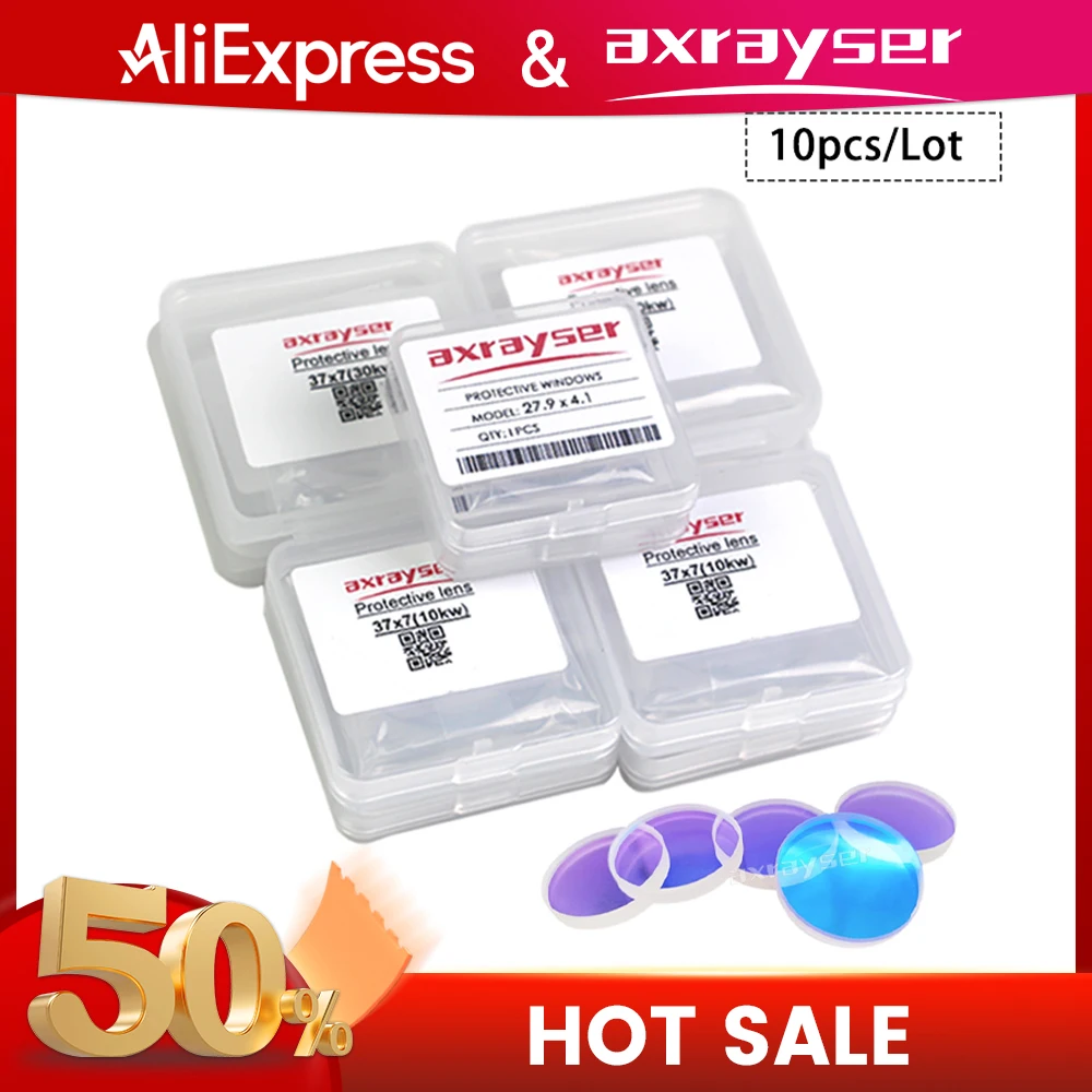 10PCS Laser Lens Protective Windows 37x7 27.9x4.1 for Raytools Precitec WSX Fiber Powerful Cutting Machine Head Part Tool 1064nm