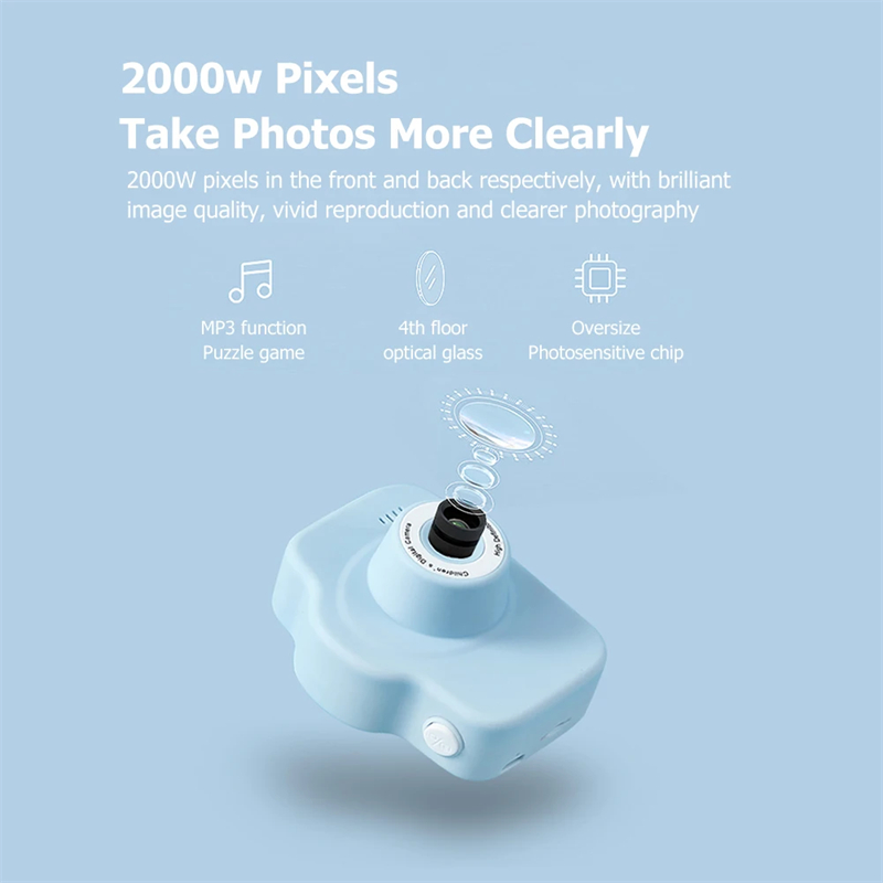 Câmera Digital Dupla para Crianças, Câmera de Vídeo Brinquedos, Mini Cam, Display Colorido, Presente de Aniversário Infantil, HD 1080P