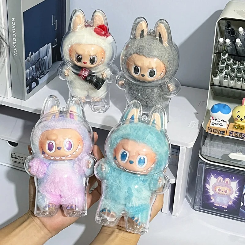 Для Labubu V3 большой в энергию защитный акриловый чехол, прозрачный портативный органайзер, коробка, утолщенная сумка для куклы, сумки-брелки