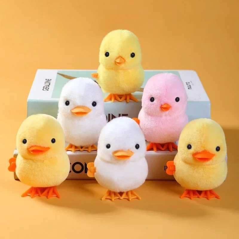 黄色のジャンプ鶏アヒル時計仕掛けのおもちゃウォーキングシミュレーションぬいぐるみゼンマイヴィンテージおもちゃ子供のための 2 に 4 歳のおもちゃギフト