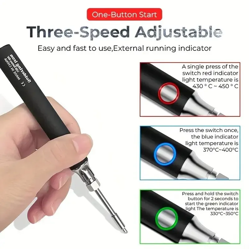 Usb 5v 8w ferramenta de ferro de solda caneta diy caneta de solda sem cabo, casa ao ar livre conveniente conjunto de ferramentas de reparo de soldagem