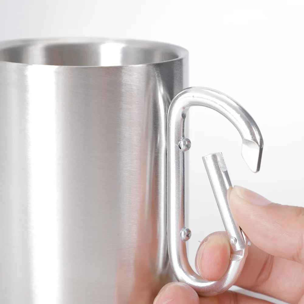 Botón de Montañismo al aire libre, taza de agua, viaje, Camping, botón portátil, Material de acero inoxidable 201, 1 ud.