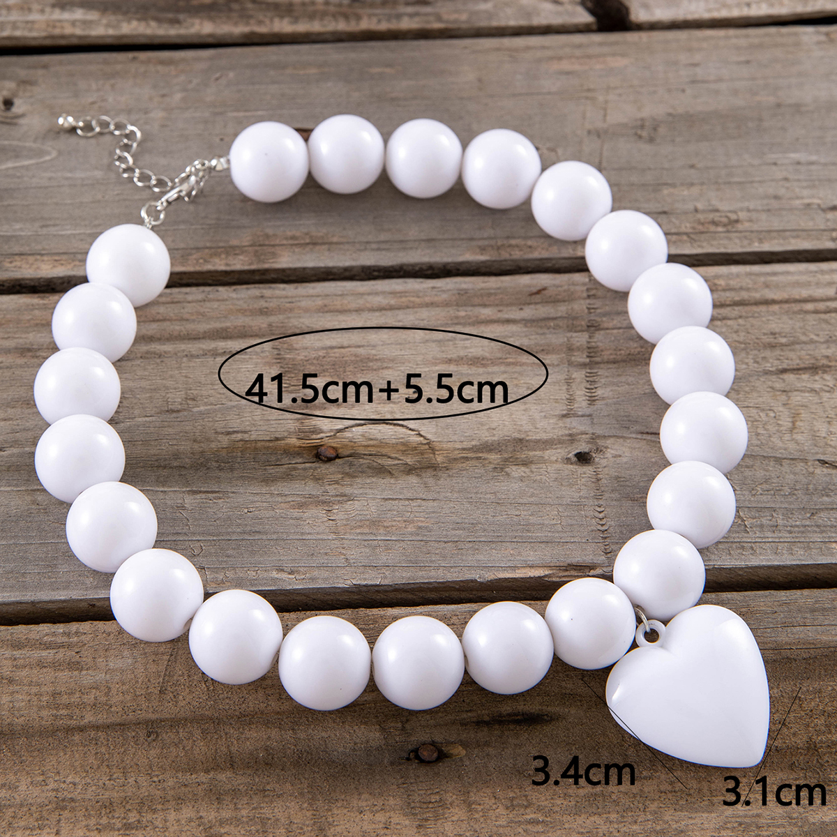 Женское колье с подвеской в виде сердца, с круглой бусиной