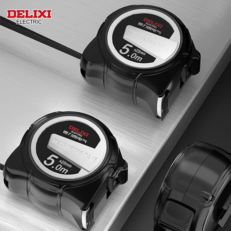 Metro a nastro elettrico DELIXI, 5M * 25MM/5M * 19MM ABS addensato duro Anti Drop Shell righello durevole metro scatola righello per uso domestico