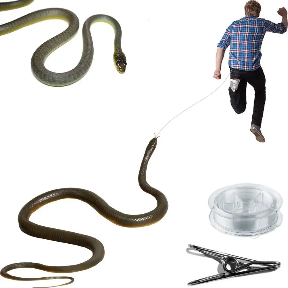 Tricky Prop Snake Prank with String Clip Party Favor Practical Jokes Funny Prank Snake Toy Snake on a String Prank DIY