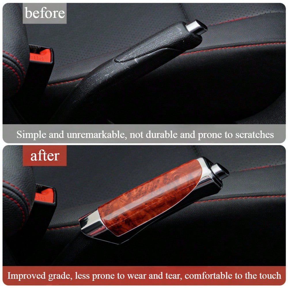 カーボンファイバーカーハンドブレーキカバー,ハンドブレーキデコレーションスリーブ,保護スリーブ,ピーチウッドカラー,1個