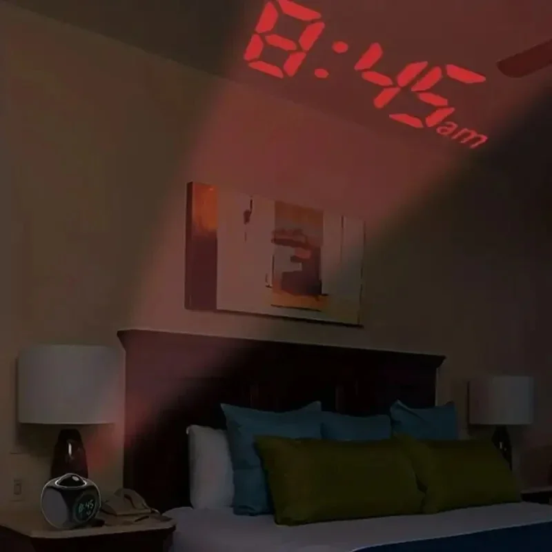 Reloj despertador de proyección, pantalla de techo, repetición, mesa de escritorio, reloj de proyección Digital multifunción por voz, pantalla de temperatura, 1 ud.