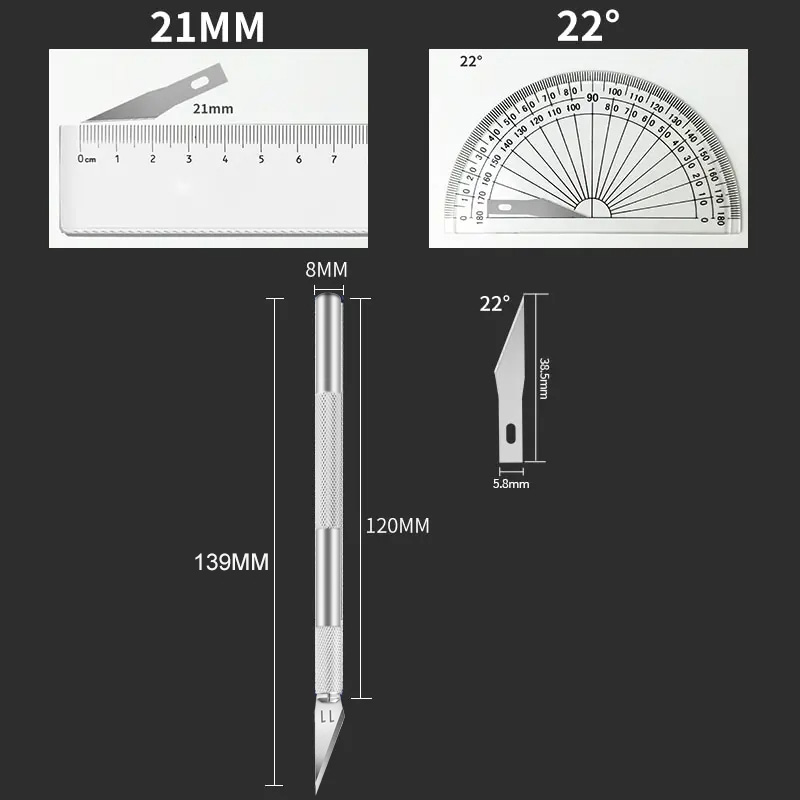 Non-Slip Metal Scalpel Knife Tools Kit Cutter Engraving Craft knives + 5pcs Blades Mobile Phone PCB DIY Repair Hand Tools