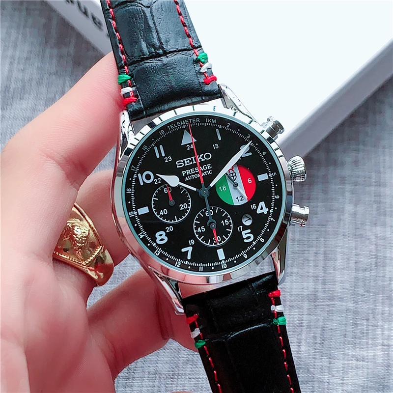 1:1 copia MenQuatz Relojes Reloj de pulsera clásico con correa de cuero y reloj