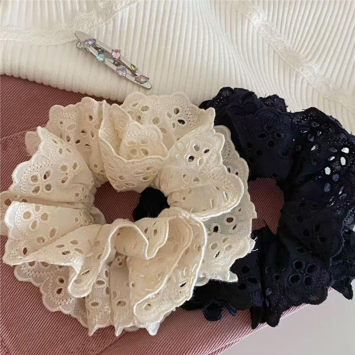 Elegancka haftowana koronkowa dwuwarstwowa opaska do włosów dla kobiet