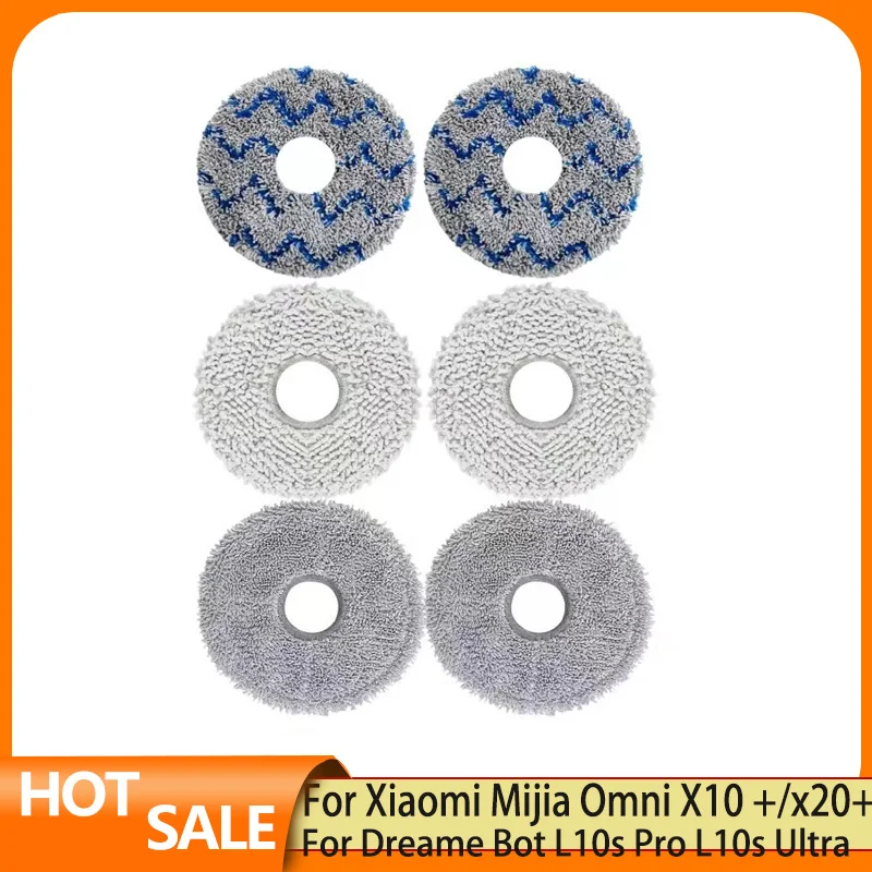 Mop For Xiaomi Robot Vacuum S20+ / S10 Plus/ B105 / B108CN x20 max /x20 pro Dreame Bot L10s Pro L10s Ultra  x30 x40 Parts