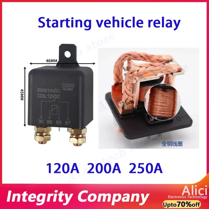Relé de coche de alta corriente 200A 120A 200A 250A DC start 12V 24V modificación de fuente de alimentación de batería durante mucho tiempo