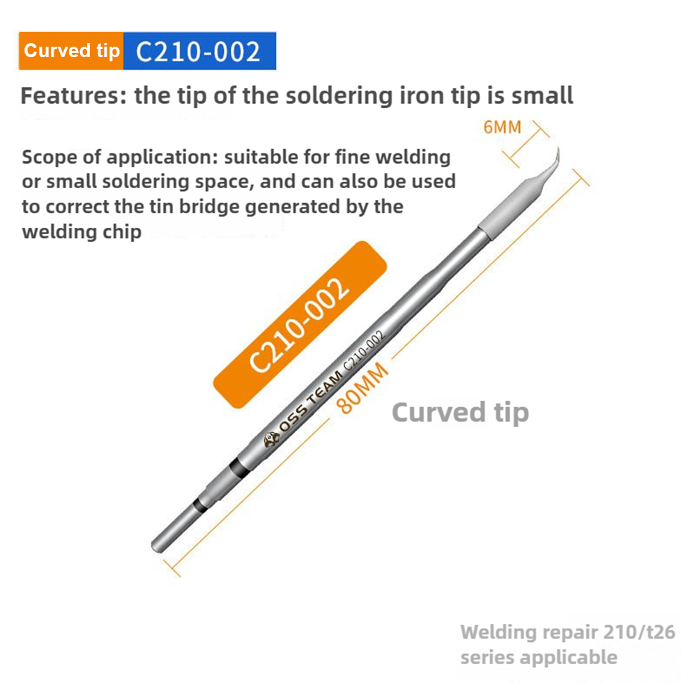 OSS C210 Soldering iron tip Precision welding tool 2S rapid heating Compatible for T90A T210 T80 HS02B Soldering iron