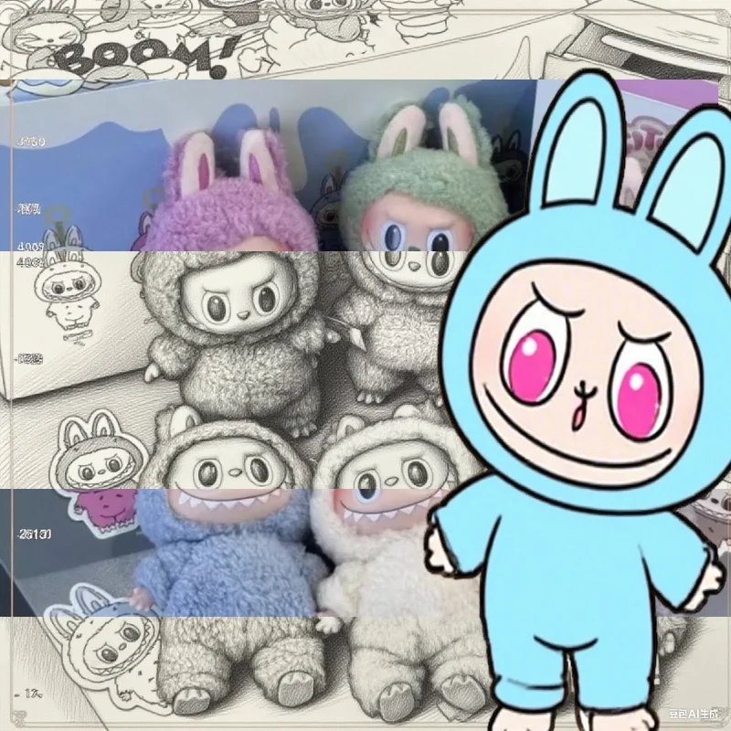 Cute Anime Figure Macaron Series Blind Box Vinyl Plush Doll Pendant Keychain Character Decor Face Toy Collectible Surprise Gifts