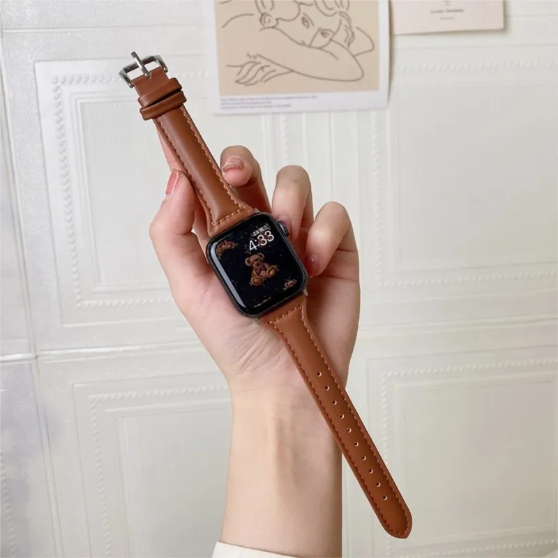 38 มม./42 มม.สายหนังสําหรับ Apple Watch band ultra-2 49 มม.series 7 8 9 41 มม./45 มม.สร้อยข้อมือ iWatch SE 6 5 4 3 40 มม./44 มม.
