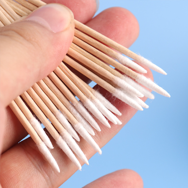 100 ชิ้นเล็บไม้ Swab ทําความสะอาด Sticks Bud เคล็ดลับไม้หัวฝ้ายเล็บรายละเอียด Corrector เล็บ Remover Art เครื่องมือ