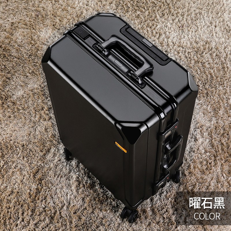 ファッションローリング荷物アルミフレーム USB 充電トロリースーツケース 20/24/26/28 インチ学生パスワード旅行荷物