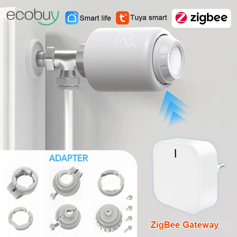 Tuya ZigBee วาล์วหม้อน้ํา Thermostatic หัว Zigbee Thermostat สมาร์ทวาล์วหม้อน้ําอุณหภูมิ Controller Alexa Google Home