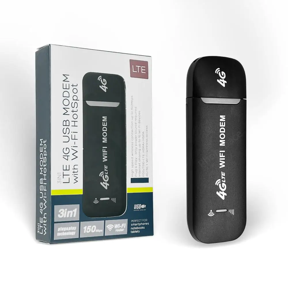 4G LTE USB WiFi Router Mobile Hotspot - Plug & Play Internet Access for up to 10 Users with Easy Micro SIM Insertion