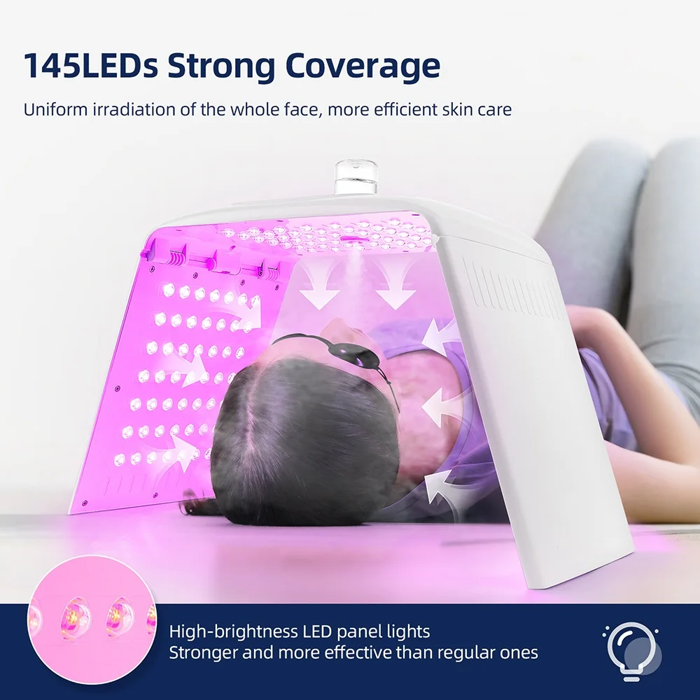 เครื่องโฟตอนแอลอีดี7สีพับได้พร้อมสเปรย์นาโน3ระดับมาส์กบำรุงผิวและบำรุงผิวกายร้านเสริมสวยใช้ในบ้านดูแลผิว