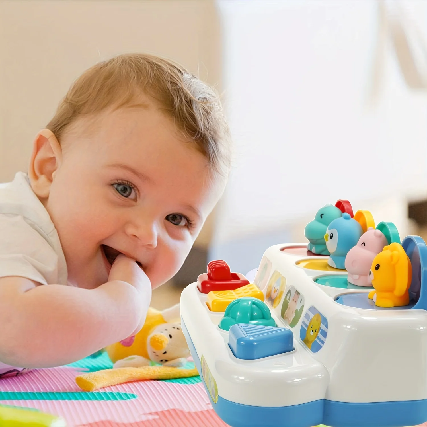Детские всплывающие игрушки в виде животных, игрушка Монтессори, Peekaboo, переключатель, коробка с кнопками, сортировка цветов, развивающая игрушка с животными для мальчиков и девочек 6+ месяцев