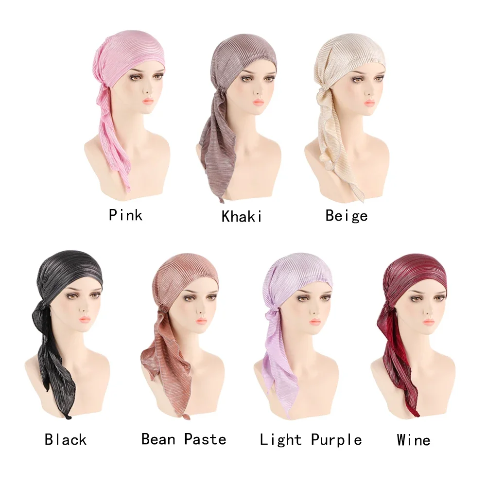 Elástico cor sólida pré-amarrado hijab envoltório cabeça cachecol chapéus turbante muçulmano gorro para mulheres chapéu interno moda feminina turbantes bonés